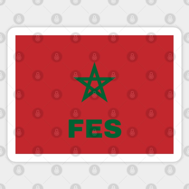 Fes City in Moroccan Flag Sticker by aybe7elf